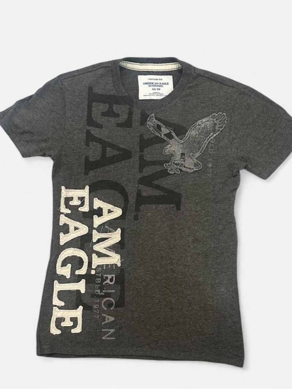 American Eagle Outfitters Charcoal Gray Graphic Eagle Tee